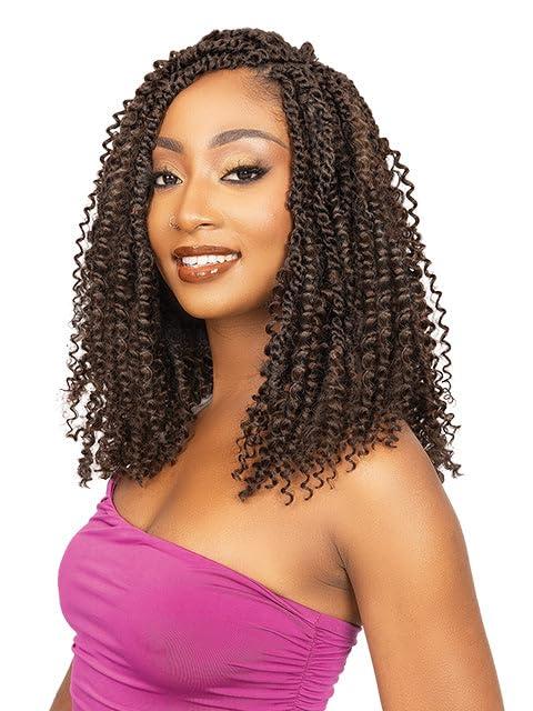 Janet Collection JANET COLLECTION Nala Tress Premium Handmade Synthetic Hair Bundles 3X BOHO CHIC BOMB TWIST 14\"Crochet Braid BOB STYLE (1 PACK, 1B)