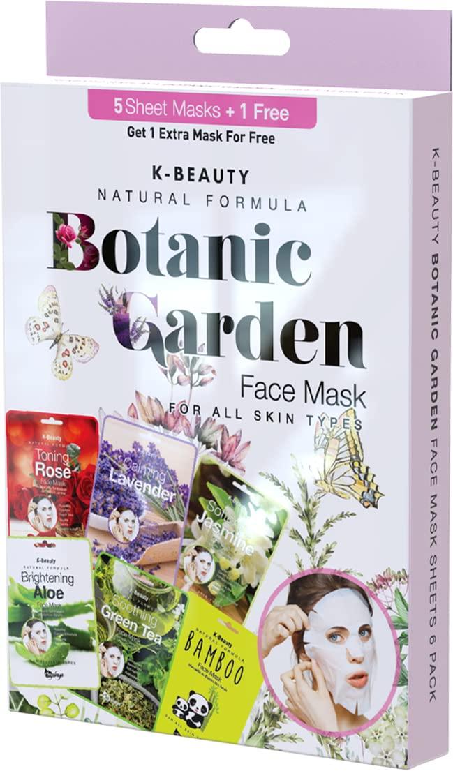 Saplaya Saplaya K-Beauty Facial Skincare Natural Beauty Multi-Pack Face Sheet Masks Balanced Skin Care Made In South Korea (Botanic Garden (Rose, Lavender, Jasmine, Aloe, Green Tea, Bamboo))