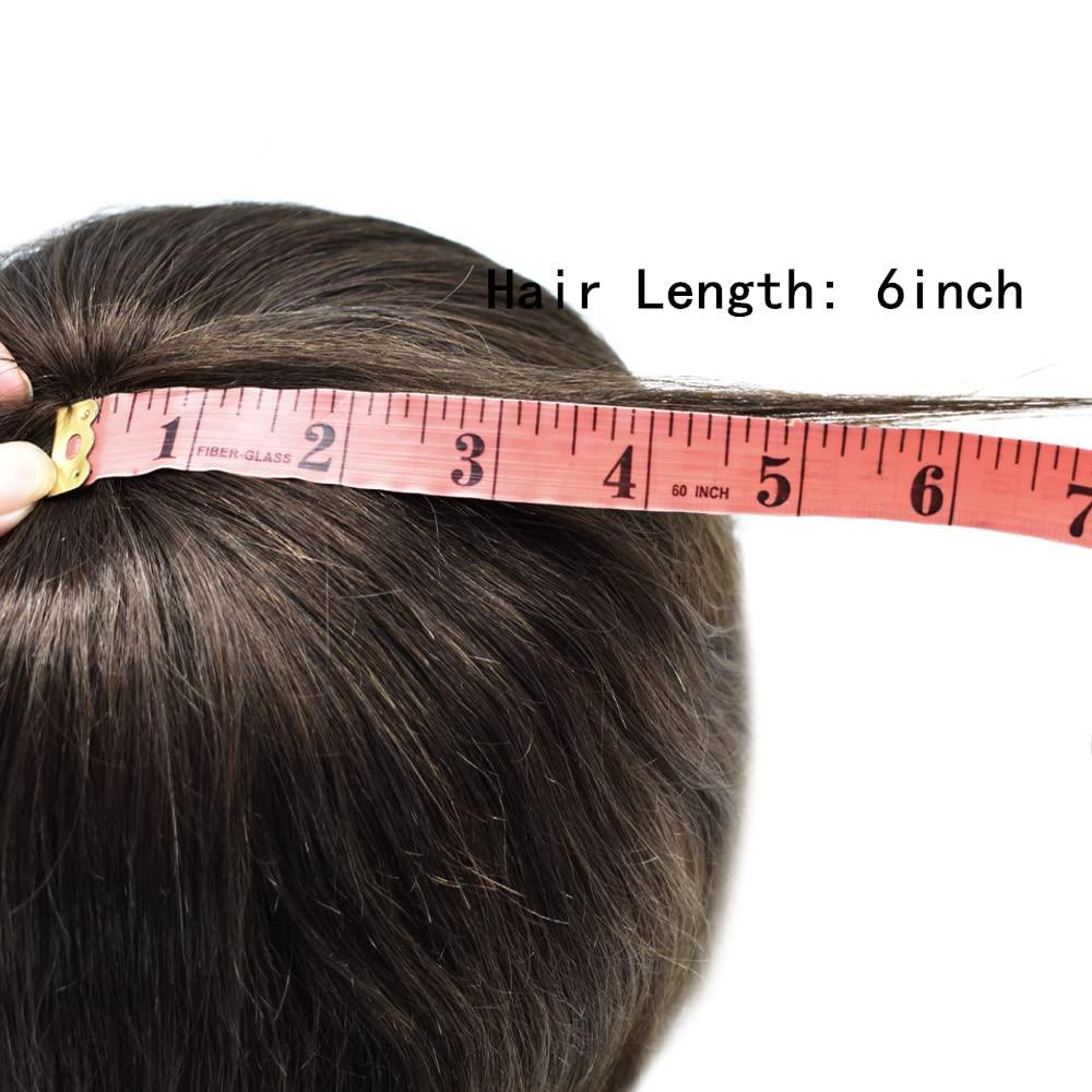 SINGA HAIR Mens Toupee Hair Replacement System for Men All French Lace Mens Hairpiece Soft Lace and Breathable Full Lace Hair Unit Human Hair Toupee For Men 8\"X10\"#3 Dark Brown-120% Density