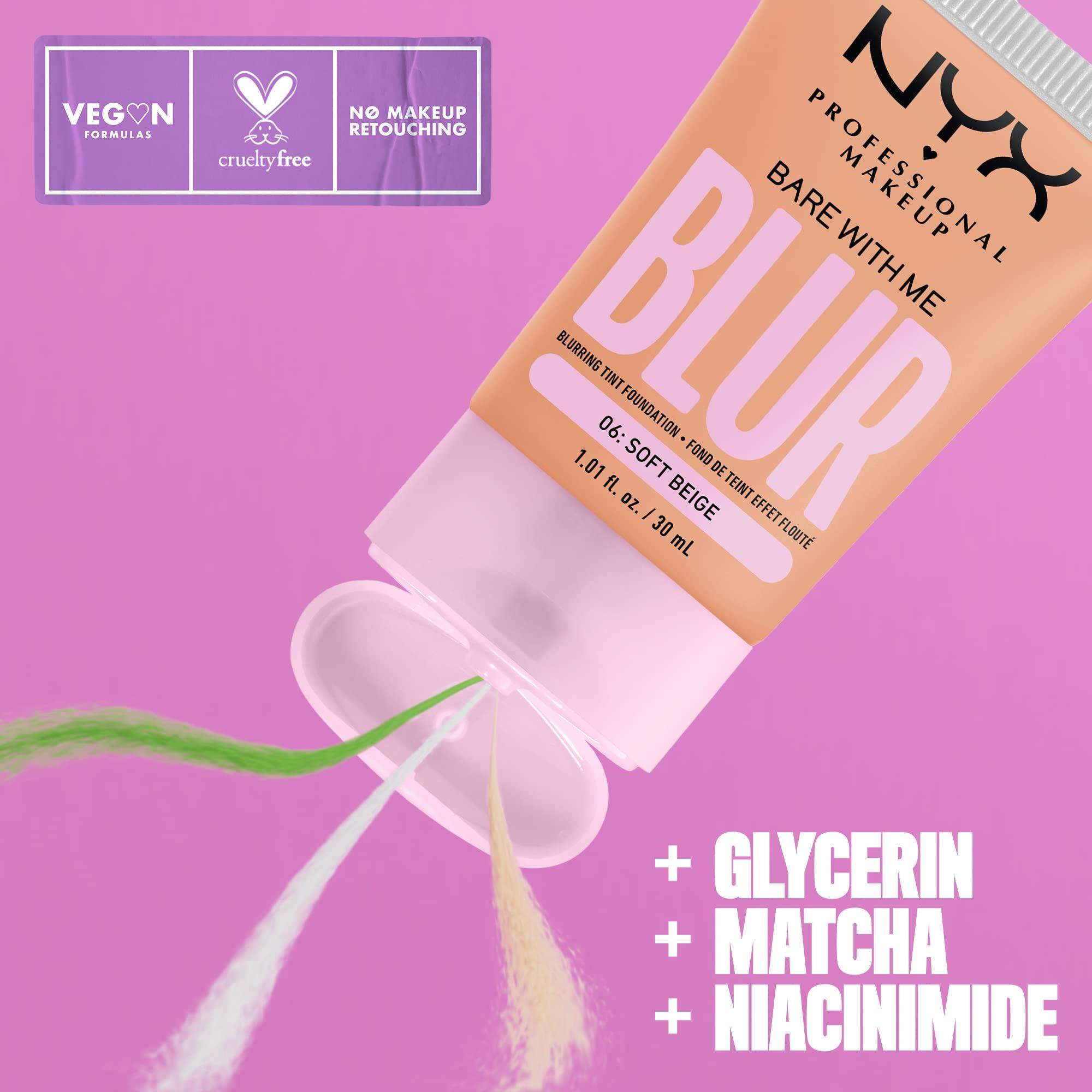 NYX PROFESSIONAL MAKEUP NYX PROFESSIONAL MAKEUP Bare With Me Blur Skin Tint Foundation Make Up with Matcha, Glycerin & Niacinamide - Soft Beige