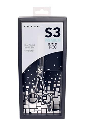 Cricket Cricket S3 T-30 Thinning Shears Professional Stylist Barber Hair Cutting Scissors, Removes Bulk, Convex Edge, Hand Polished Swedish Steel