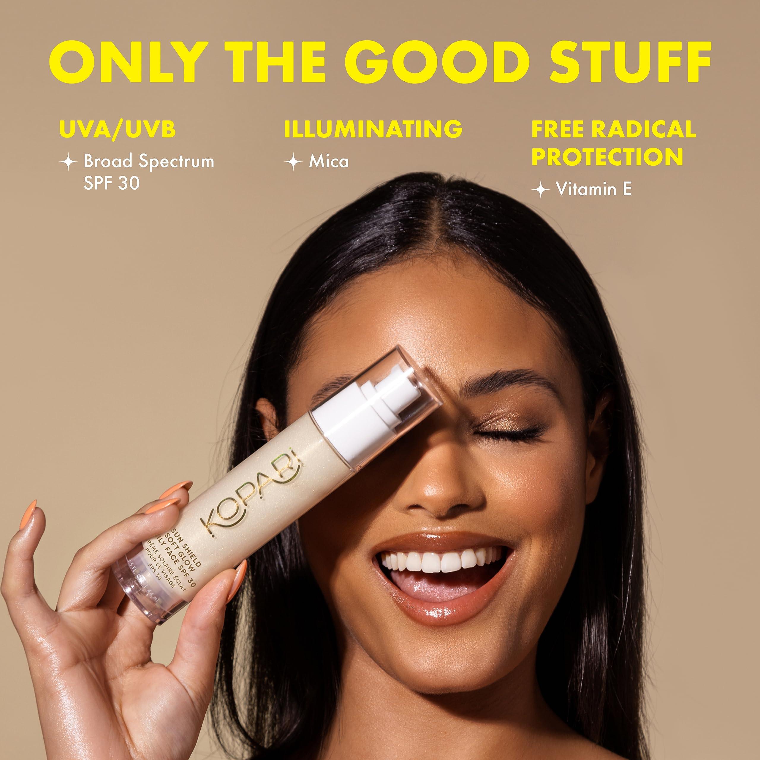 Kopari Kopari Sun Shield Soft Glow - Daily Face SPF 30, Sheer Lightweight Sunscreen, Healthy Radiant Glow, Perfect Under Makeup for Boost of Hydration, 1.5oz