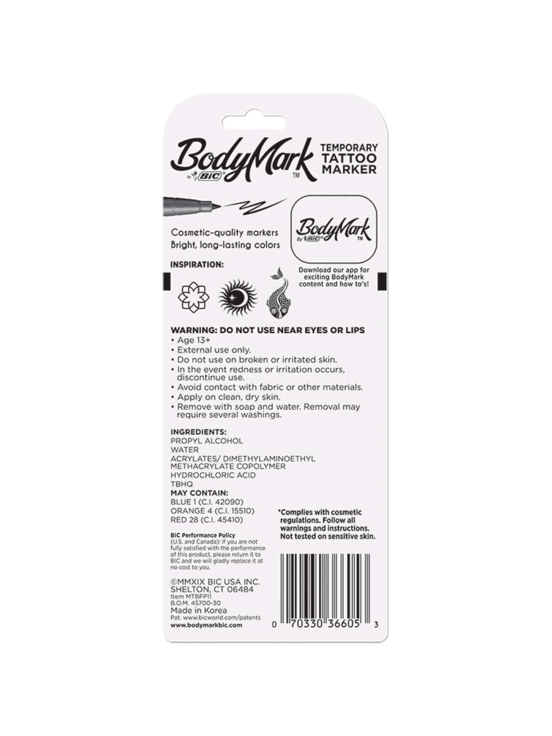BIC BIC BodyMark Temporary Tattoo Marker, Fine Tip Black