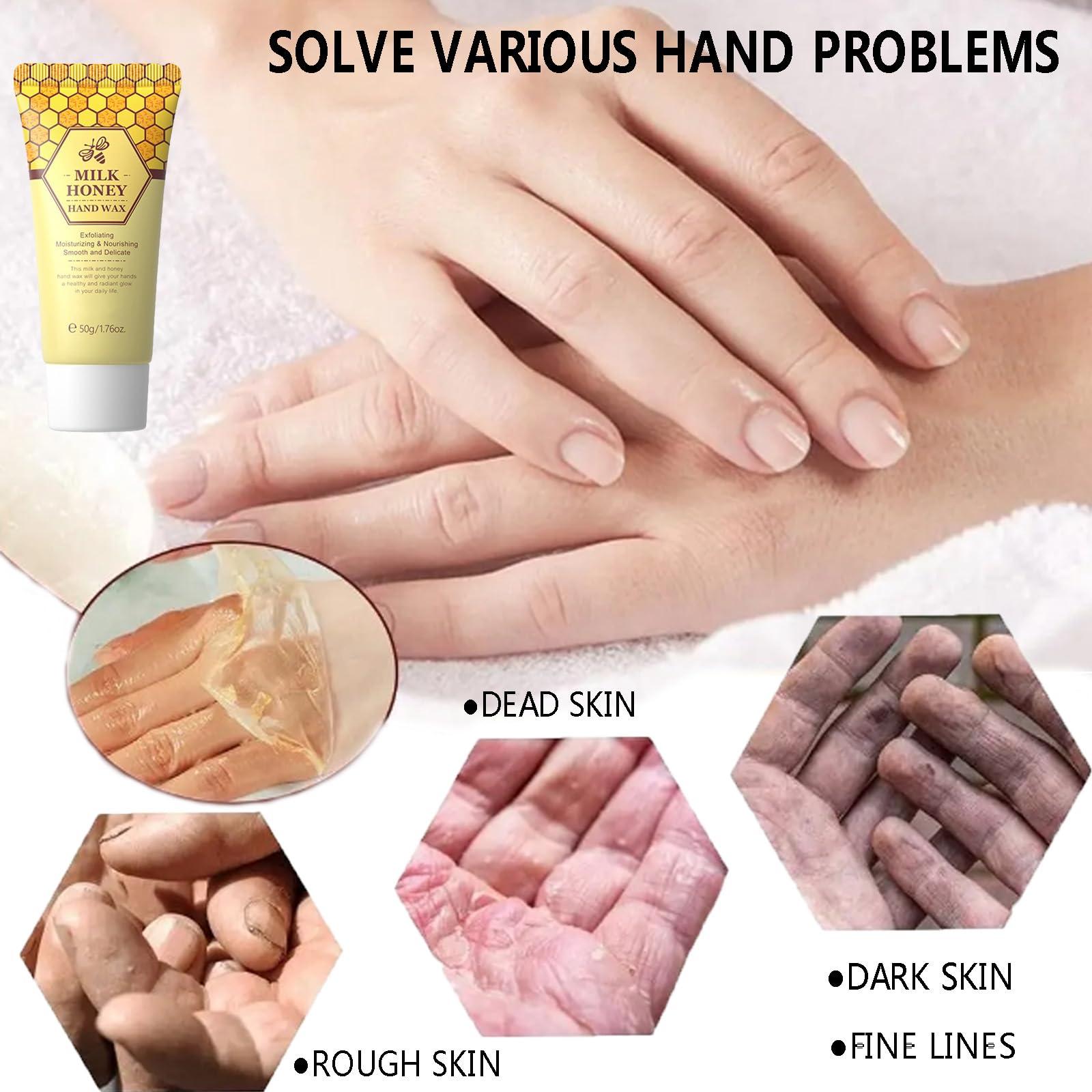 Inkjoy Honey Peel Off Mask,Deep Moisturizing Milk Honey Peel Off Hand Wax,Hydrating Exfoliating Hand & Foot Peeling Mask,Hand Moisturizing Gloves,Nourishing Brightening Serum for Dry Rough Skin for Women