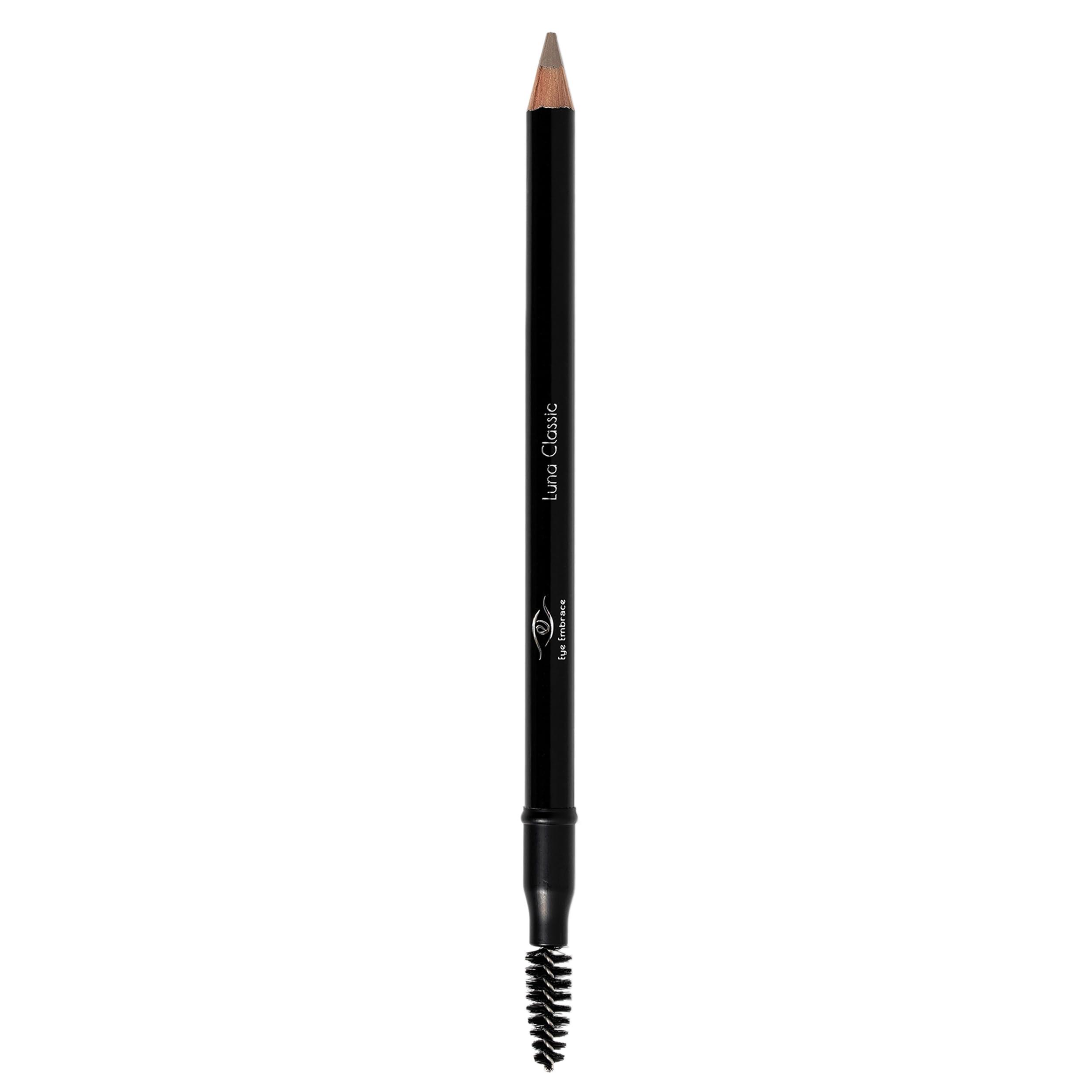 Eye Embrace Eye Embrace Luna Classic: Light Brown-Gray Wooden Eyebrow Pencil Waterproof, Double-Ended Pencil with Sharpener & Spoolie Brush, Cruelty-Free