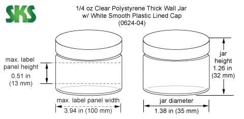 SKS Bottle & Packaging, Inc. 144 Count Empty Plastic Jars with Lids, 1/4 oz Clear Styrene Thick Wall Jars with Lined White Plastic Caps, Small Plastic Jars for Beauty Products, Cosmetics, Lip Balm, Creams, Skin Care, Crafts
