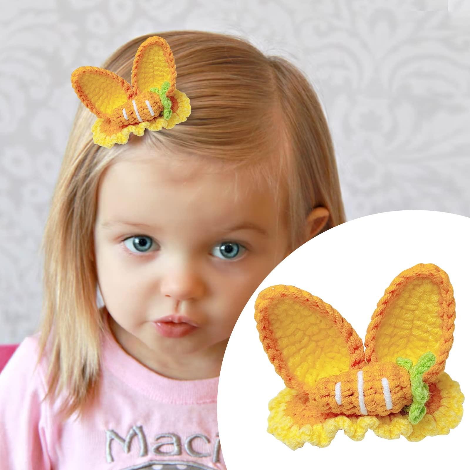 BSWAJIOJIO Bar Clips Hair Small Crochet Rabbit Snap Hair Clips Flower Carrot Barrette Hairgrip Girls Hairpin for Hair Braids Metal Hair Clip Small (A-E, One Size)