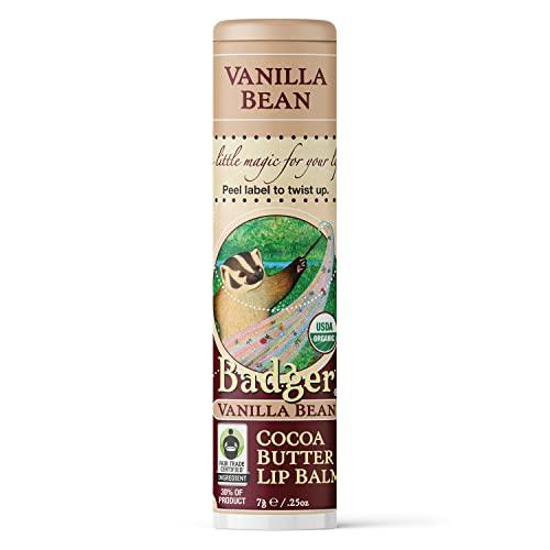 Badger Badger - Cocoa Butter Lip Balm, Creamy Cocoa, Certified Organic Lip Balm, Fair Trade, Natural Lip Balm, Lip Butter, Lip Balm Cocoa Butter, Cocoa Care Lip Balm, 0.25 oz
