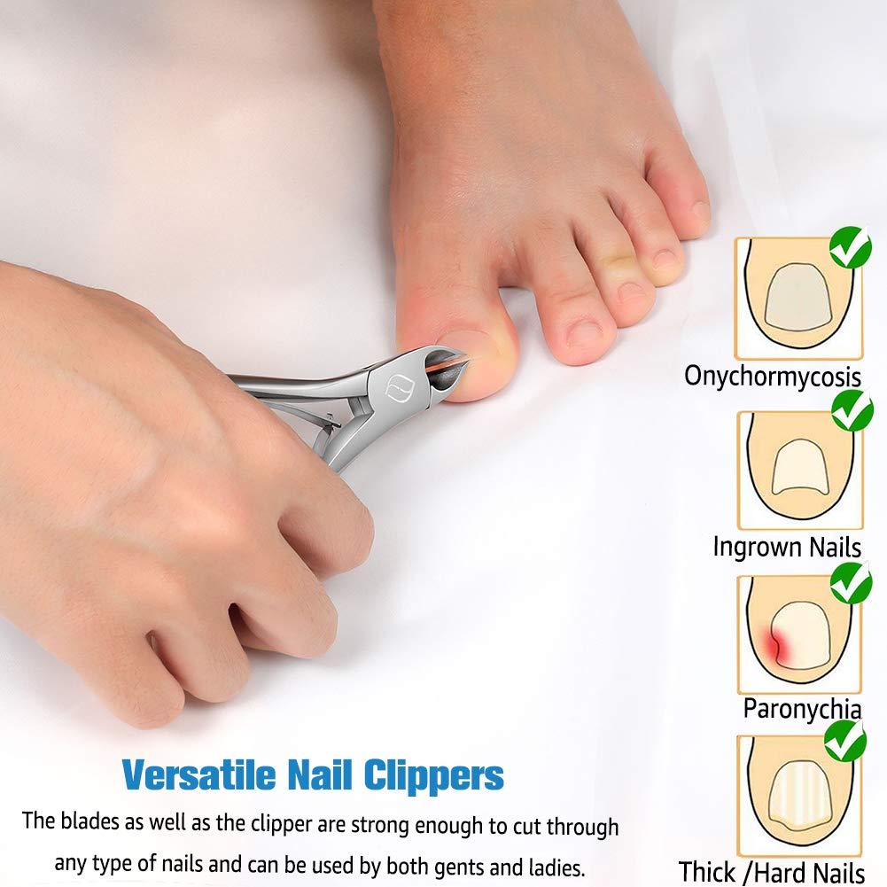 FERYES FERYES Toenail Clippers for Ingrown,Thick Toenails, 4R13 Stainless Steel Large Handle Fingernail Clipper,Nail Clipper - Silver