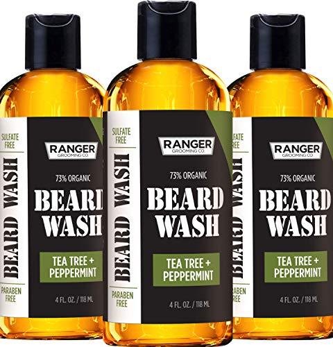 Leven Rose Leven Rose Beard Wash Shampoo by Ranger Grooming Co, Sulfate Free Natural Beard Cleanser & Conditioner for Men, Tea Tree & Peppermint for Growth & Thickening, Paraben Free 4 oz