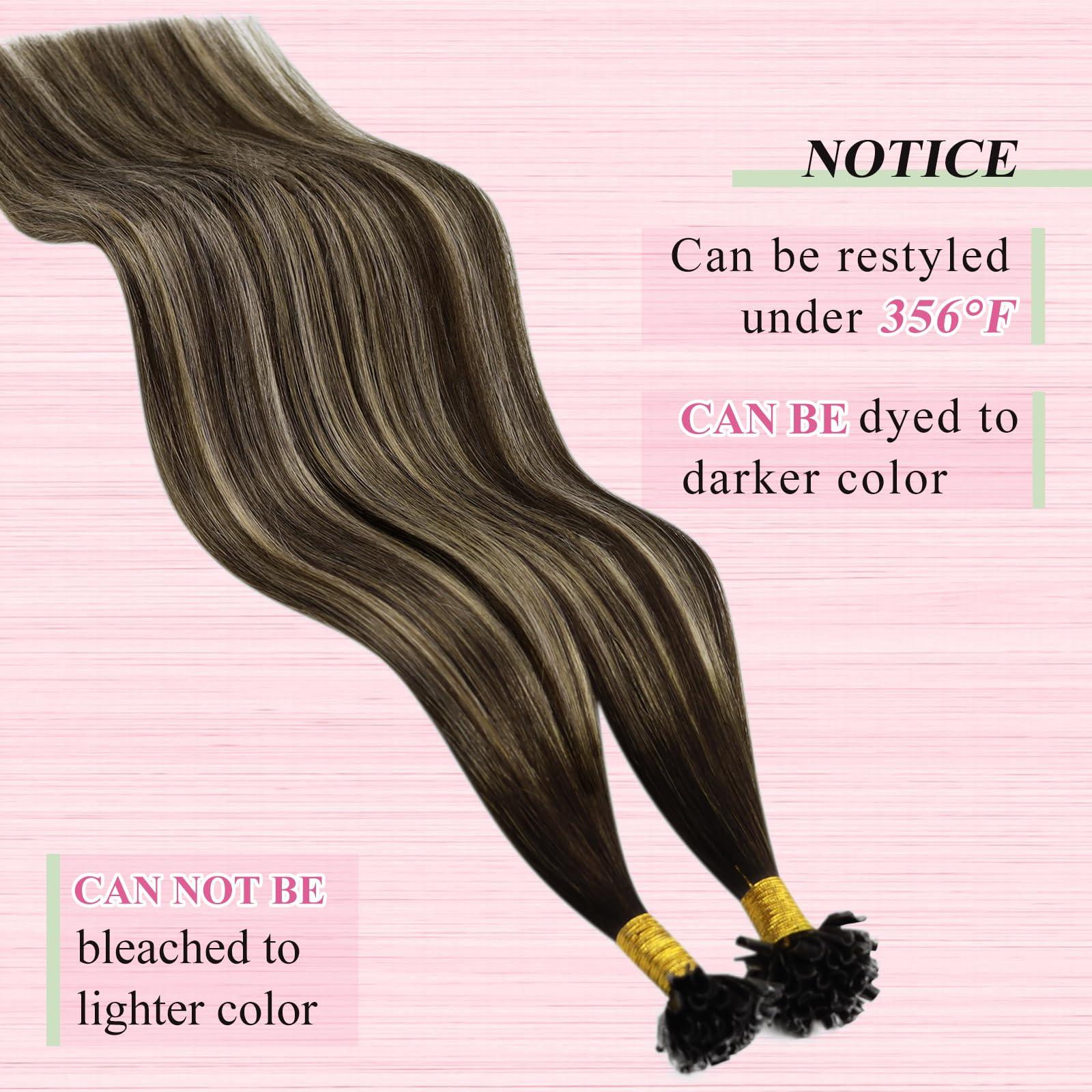 YoungSee YoungSee U Tip Hair Extensions Human Hair Dark Brown Ombre Ash Blonde U Tip Hair Extensions Human Hair Ombre Utips Hair Extensions Ombre Utip Extensions Hot Fusion Hair Extensions 22In 1G/S 50G