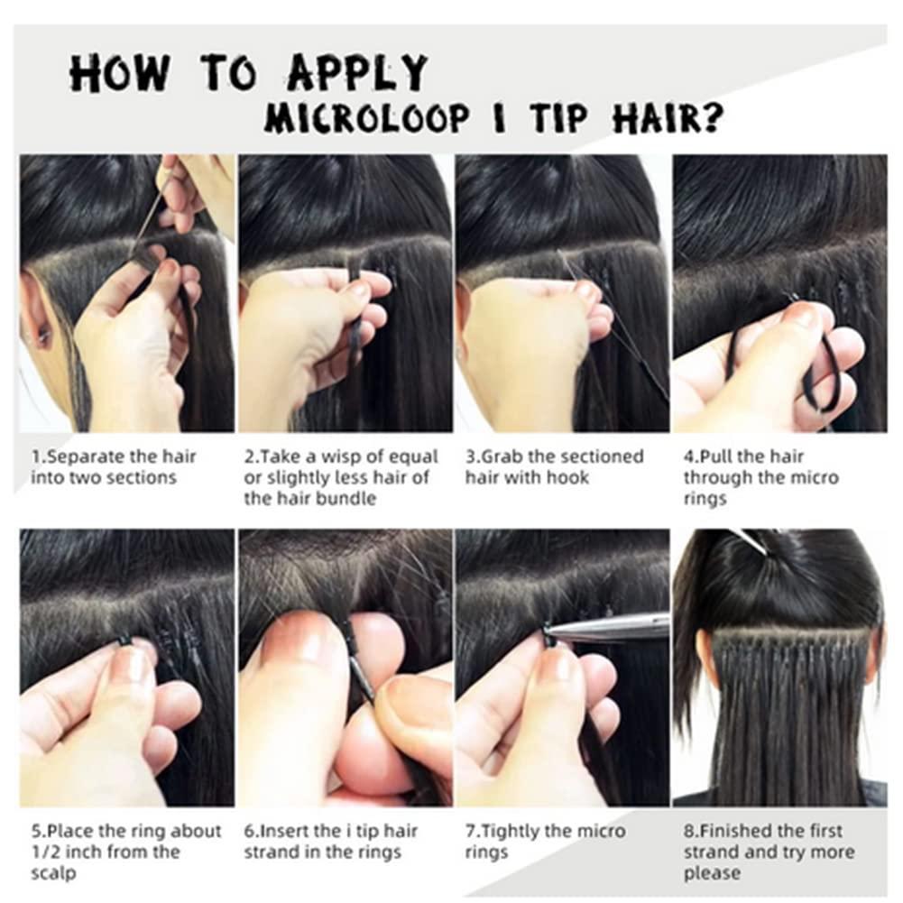 Kiss darling LASHES Kinky Straight Itip Human Hair Extensions for Black Women Natural Black Coarse I Tip Hair Extensions Human Hair Microlinks Keratin Fusion Stick I Tip Hair Extensions Full Head 20\"