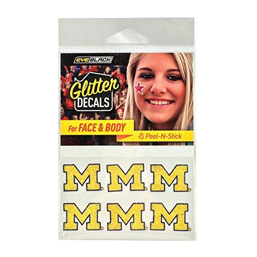 EyeBlack EyeBlack University of Michigan Wolverines Glitter Decal Under Eye Black Perfect for Tailgates, Game Days and Cheering Sport Team - 3 Pairs / 6 Decals