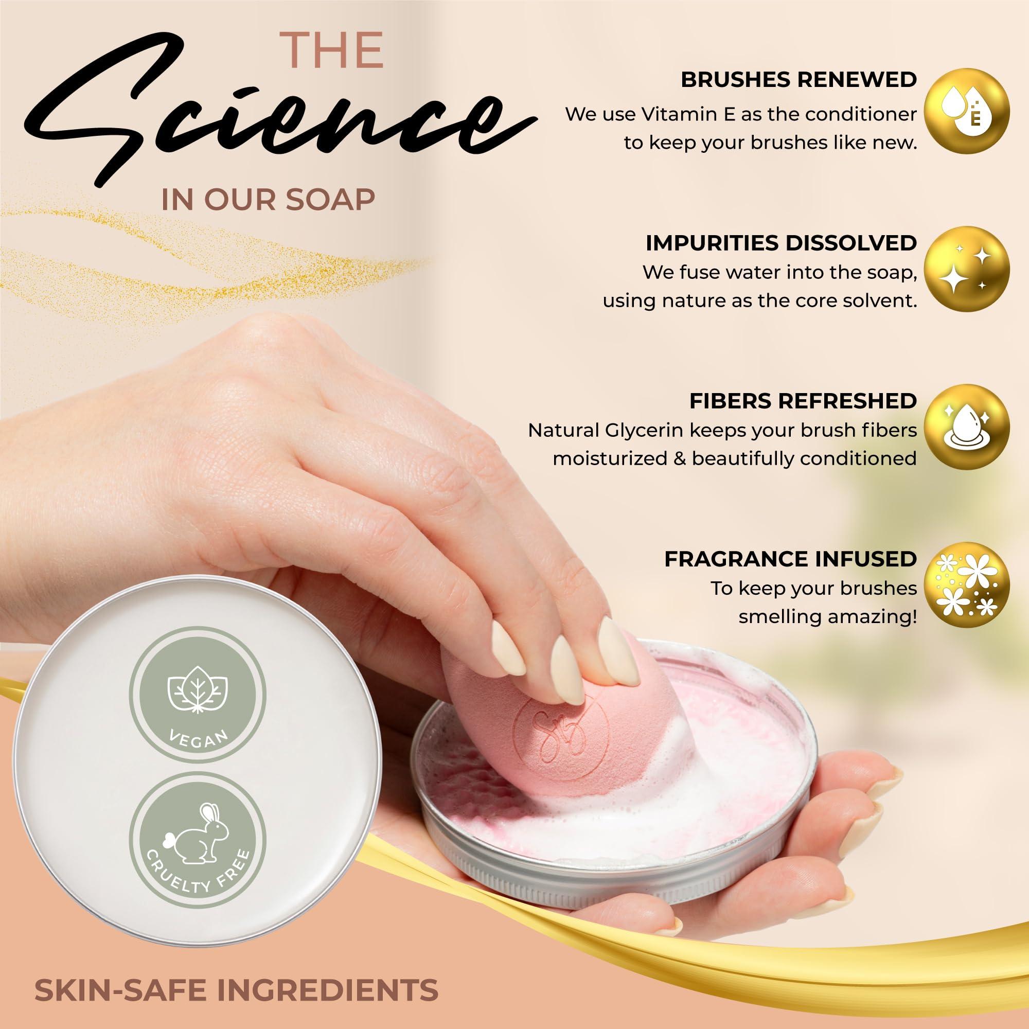 Snapshot Beauty SNAPSHOT BEAUTY Professional Makeup Brush Cleaner Set - LARGE 3.5 ounce size - Vegan & Cruelty Free Make Up Brush Cleanser Includes Pink Silicone Makeup Brush Cleaner Mat - for Brushes & Sponges