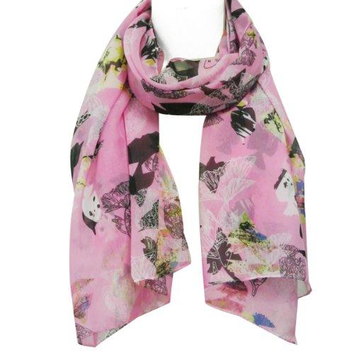 allydrew Allydrew Chiffon Under the Sea Fish Pattern Long Scarf, Pink
