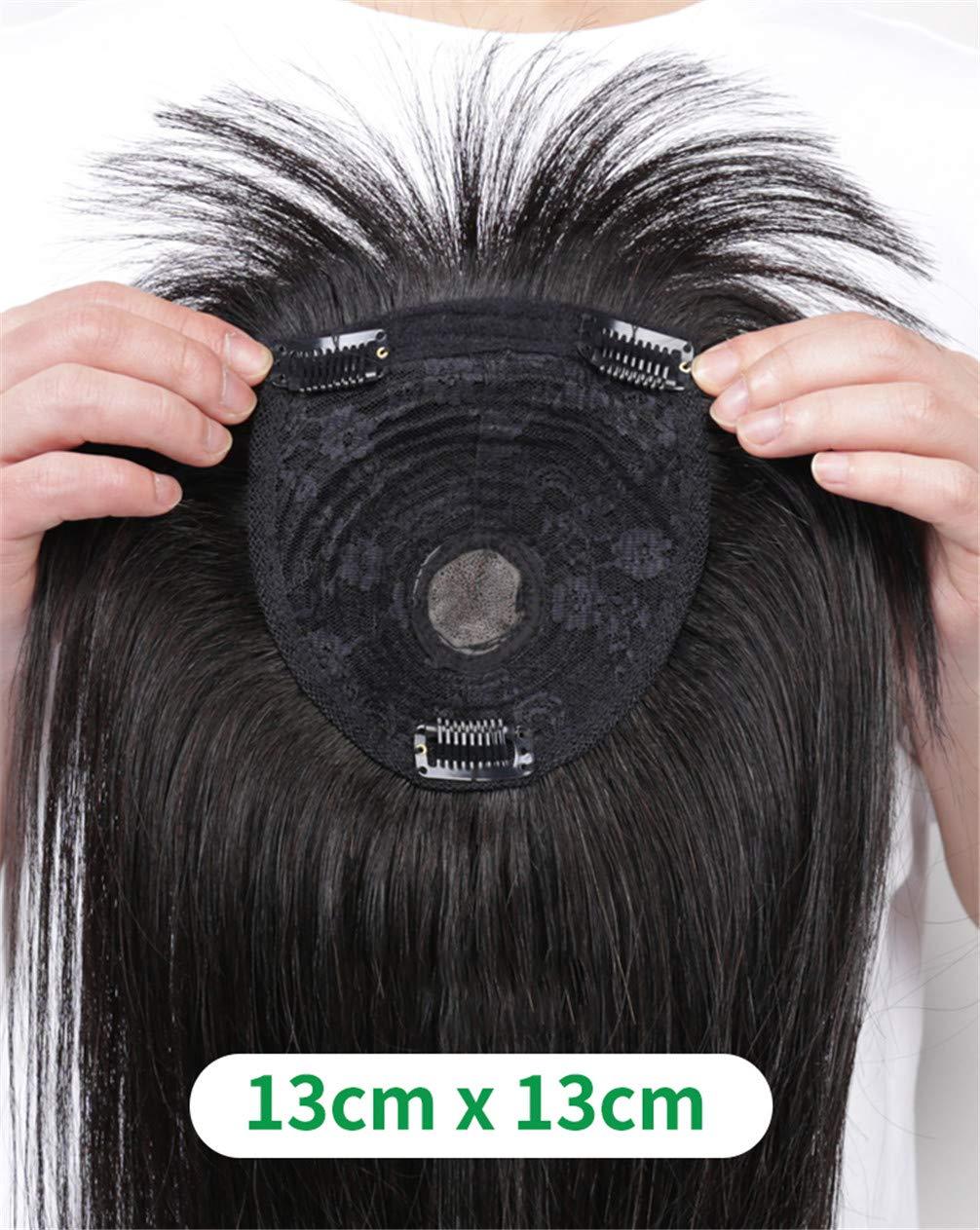 Susanki Women's Hair Topper with Bangs for Thinning Hair Clip in Real Human Hair Toupee Hairpieces, 14" Off Black