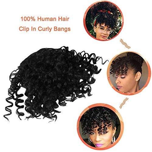 RemeeHi RemeeHi New Afro Curly Hair Bangs Can Be Hair Closure Chignons Puff Hair Extension 8" 23g Curly Hair Bangs With 2 Clips 1b# Natural Black