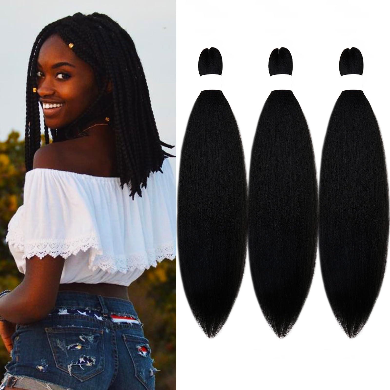 Ai Yuchen Ai Yuchen Short 1b Black Braiding Hair Pre Stretched Kids Braiding Hair Extensions for Braiding Box Braids Knotless Prestretched Braiding Hair 16 Inch