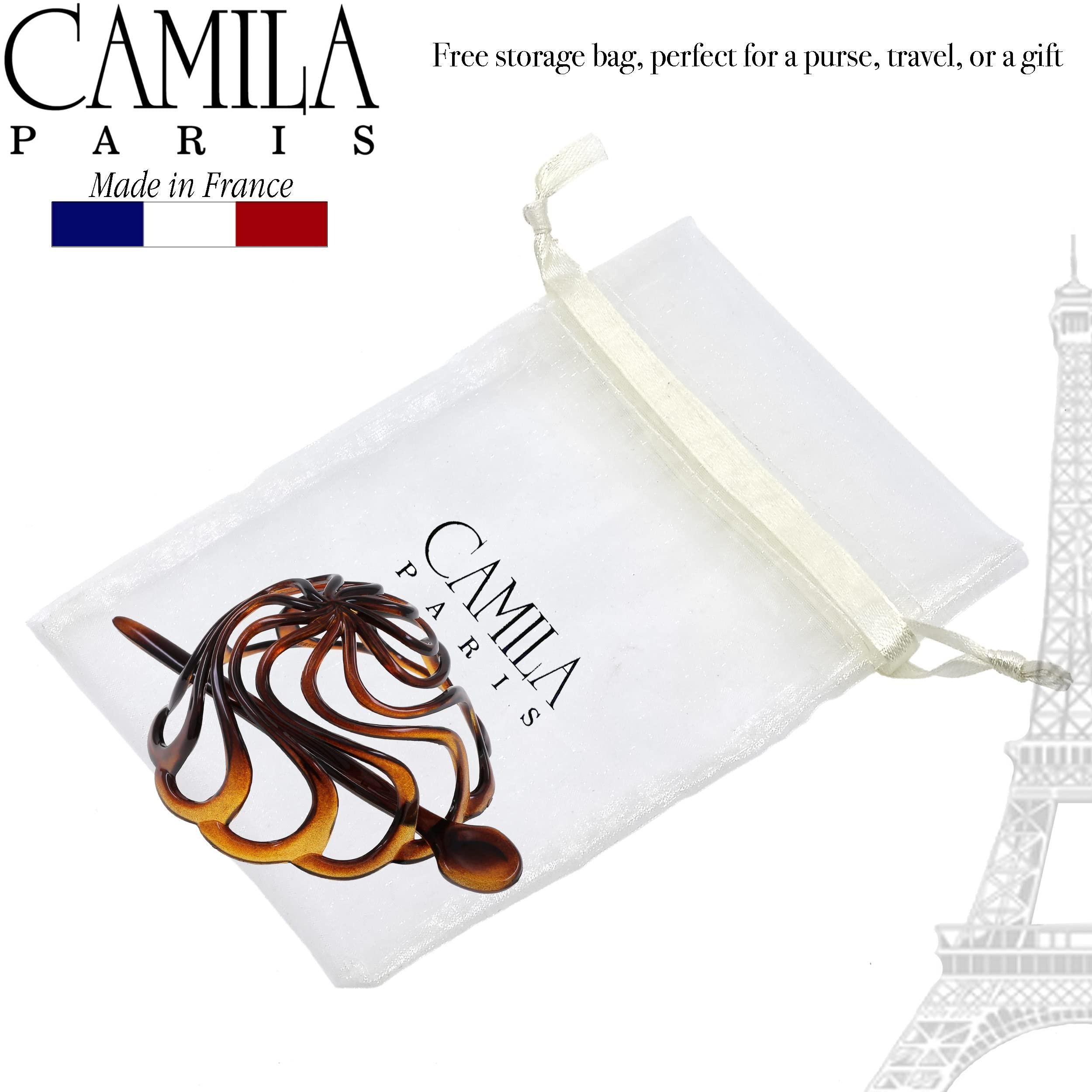 Camila Camila Paris CP16 French Hair Bun Clip Maker Cover Cap Holder, Tortoise Shell, Round Dome Bun Hair Clip for Women Hair Updo, Styling Hair Bun Accessories for Women, No Slip and Durable, Made in France