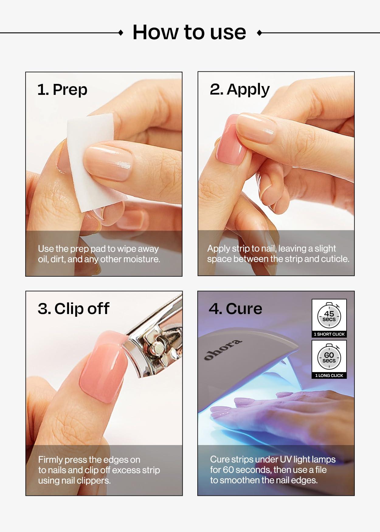 ohora ohora Semi Cured Gel Nail Strips (N Chilly) - Red, Solid, Works with Any UV/LED Lamps, Salon-Quality, Long Lasting, Easy to Apply & Remove - Includes 2 Prep Pads, Nail File & Wooden Stick