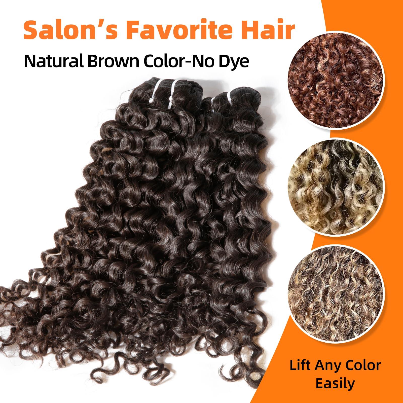 Clytie Clytie Raw Natural Brown Curly Bundles Human Hair, 5 Years Lasting Tight Curly 2 Bundles Human Hair Dark Brown Real Unprocessed Virgin Human Hair Deep Curly Weave Sew in 18 20 Inches Lift 613