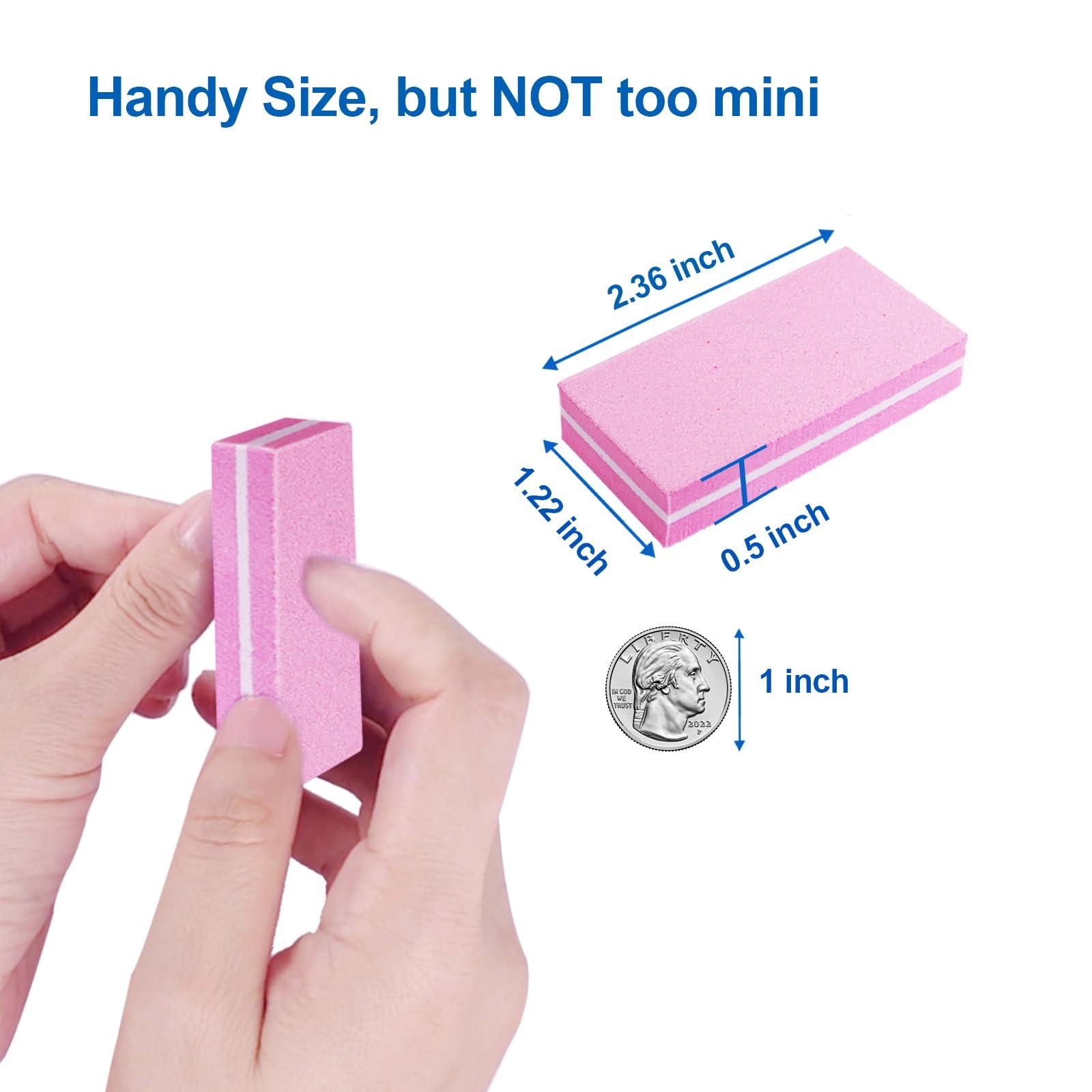 HomeyEra Nail Buffers (60 Pack), Buffer Block Nail File for Acrylic Nails and Natural Nails, 100/180 Grit Small Nail Buffer Block Bulk Buffing Blocks for Nail Buff Professional Manicure File Blocks Set Pink