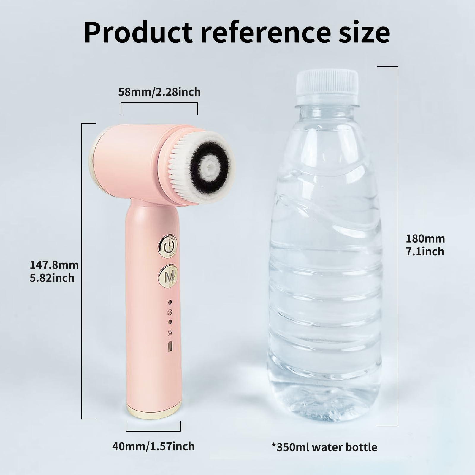 ViQure VIQURE Electric Facial Cleansing Brush,8-in-1 Face Cleansing Brush with Hot & Cold Compress, 6 Brush Heads, 3 Spin Speeds, Waterproof face Scrubber for Exfoliating, Deep Cleansing,Massaging (Pink)