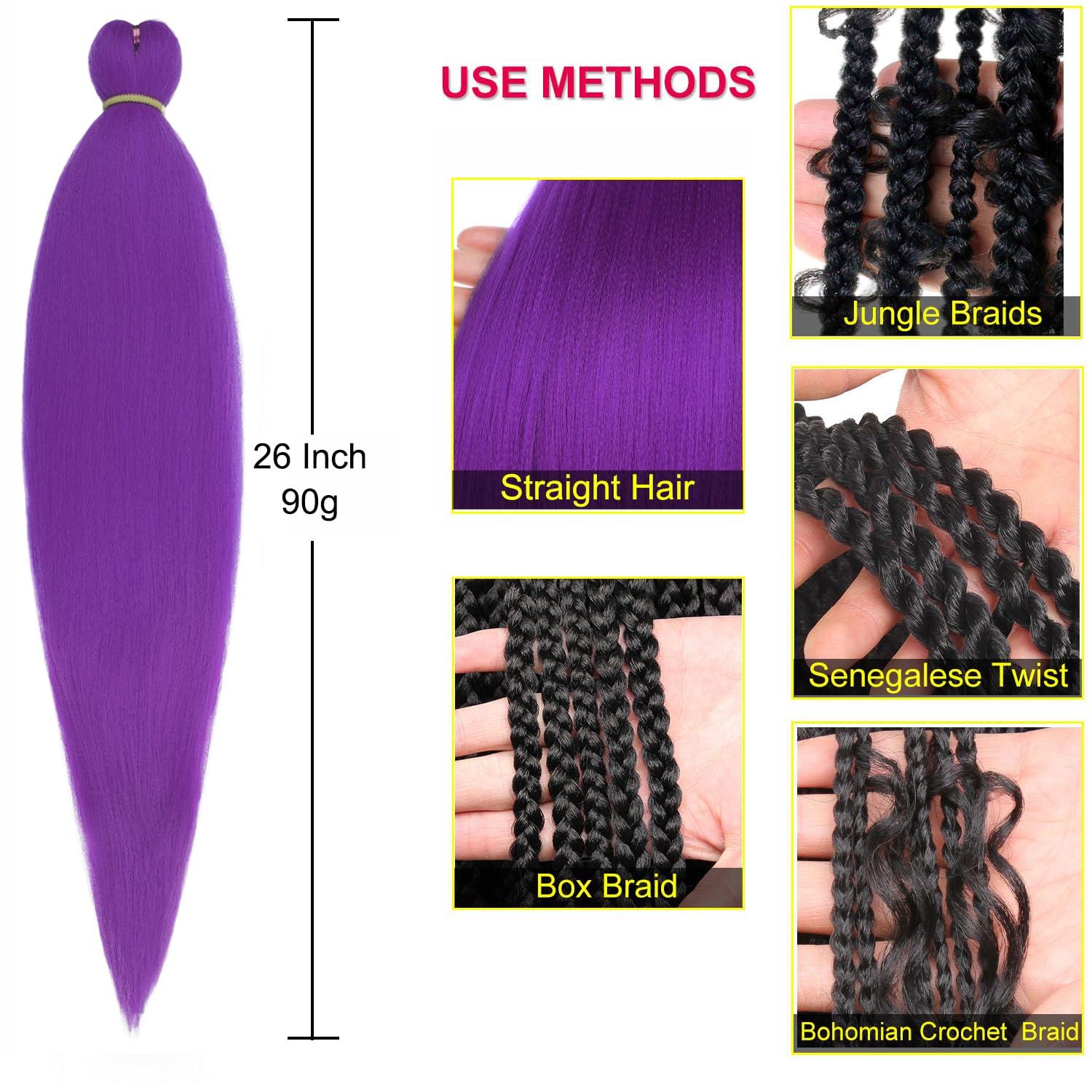 Leeven Leeven 26 Inch 2 Packs Light Purple Braiding Hair Pre Stretched lavender braiding hair Prestretched Braiding Hair Extensions (Purple#)