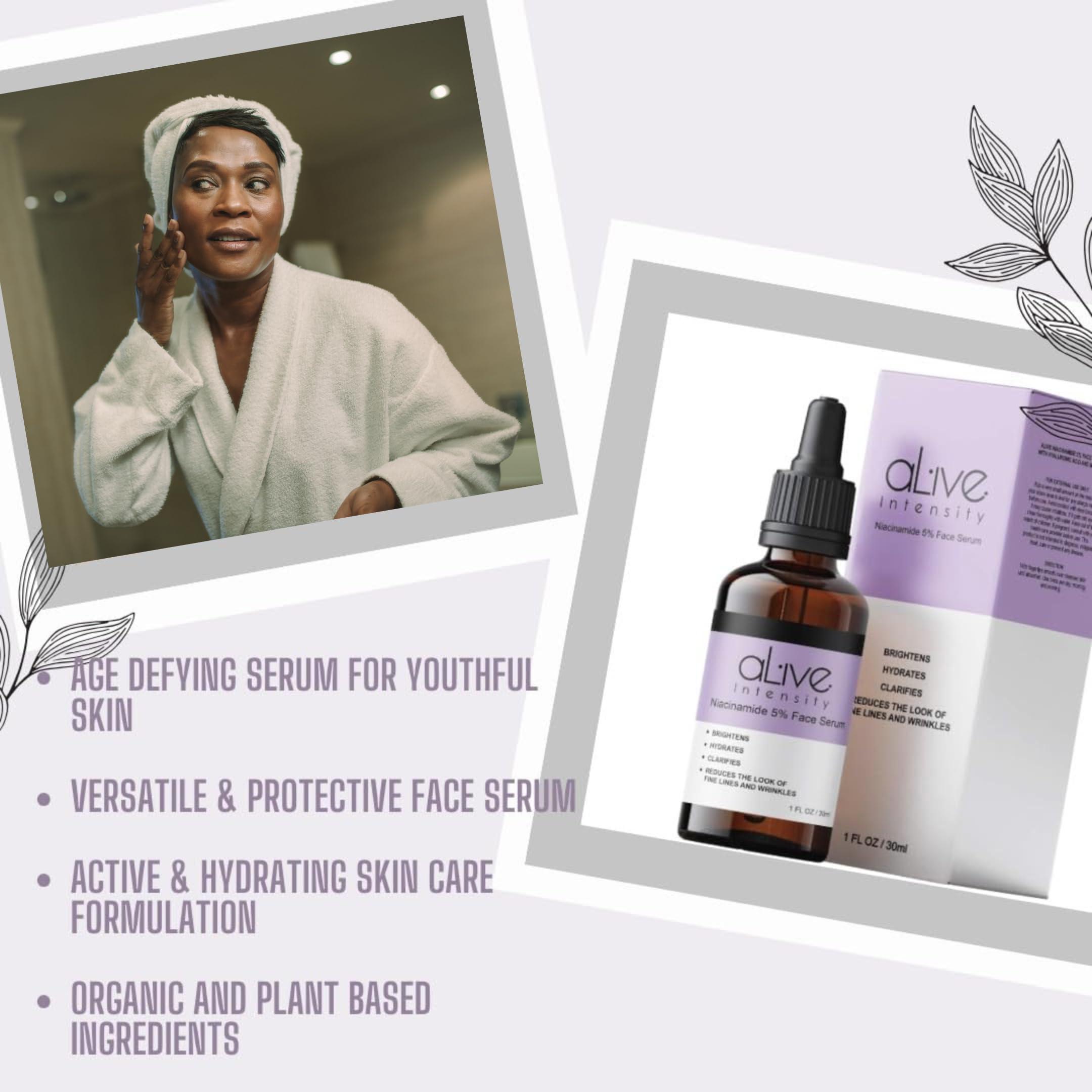 Alive Intensity Niacinamide Face Serum 5% Advanced Skincare - Niacinamide Face Serum Brighten & Glow Ordinary Face Serum For Anti-Wrinkle, Hydrates & Clarifies