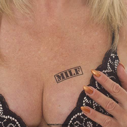 Tattoodrucker 2 x Small Stemp Milf Tattoo Lettering in Black - Sexy Kinky Tattoo (2)