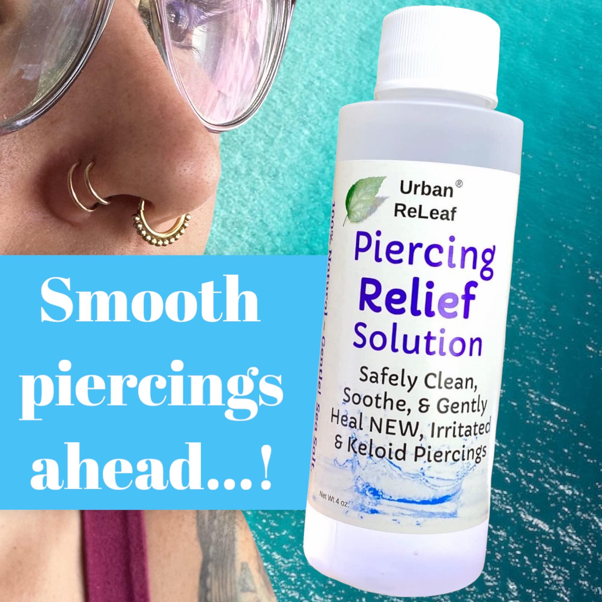 Urban ReLeaf Urban ReLeaf 8 oz. Set Piercing Relief Solution ! Aftercare Sea Salt Help for New Piercings, Bumps, Irritated Piercings. Made in USA. Clean Soothe Calm, 100% Natural