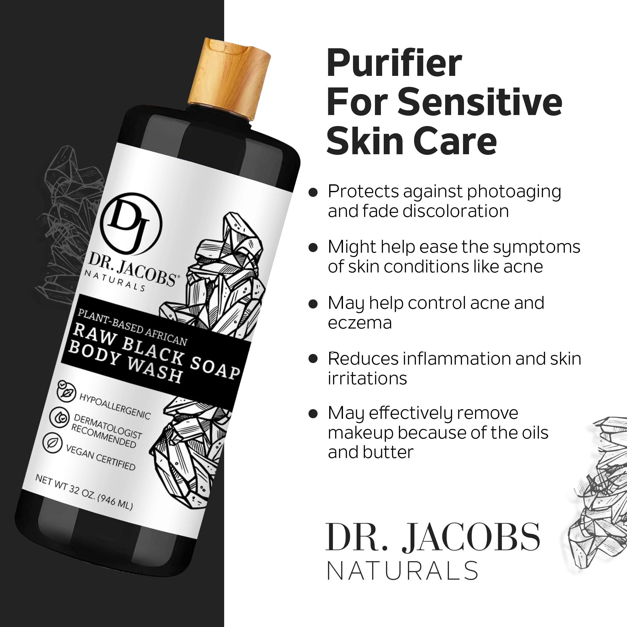 DR.JACOBS NATURALS Dr Jacobs Naturals Authentic African Raw Black Soap, All-In-One Cleanser for Face Wash, Sensitive Skin Body Wash, Shampoo, Shaving Soap | Shea Butter Moisturizing and Nourishing Formula | 16oz 2pk