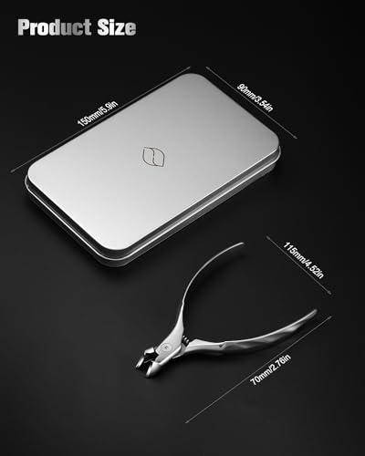 FERYES FERYES Wide Jaw Thick Toenail Clippers Thick Toenails - Precision Stainless Steel Toe Nail Clippers for Thick Nails for Seniors with Catcher - Silver