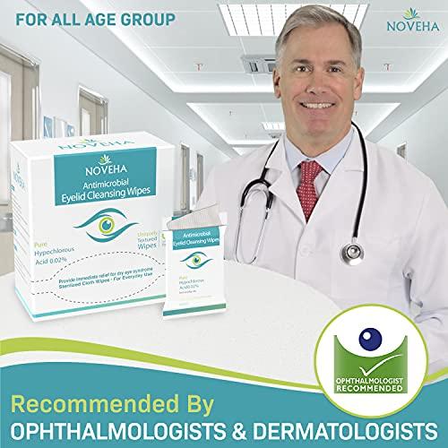 NOVEHA NOVEHA Eyelid & Lash Wipes | For Itchy, Dry Eyes, Styes & Blepharitis, Demodex | lid and lash Cleansing Wipes, Hypoallergenic & Soothing For Sensitive Eyes, Pack of 60