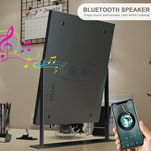 Hansong Hansong Vanity Mirror with Lights and Wireless Charging Hollywood Mirror with Lights and Phone Holder 12 LED Bulb Music Speaker Makeup Mirror with Lights 3 Color Lighting Modes Black
