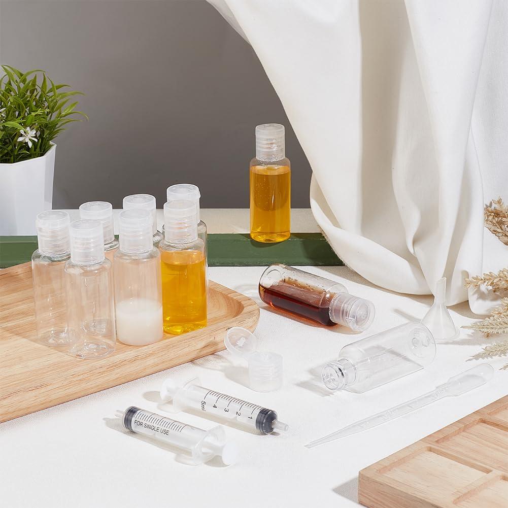 BENECREAT BENECREAT 10 Pack 30ml/1oz Travel Squeeze Bottles, Refillable Flip Top Bottles PET Toiletries Containers Sample Bottles with Dropper and Hopper for Makeup Foundation, Shampoo Toner Cosmetic