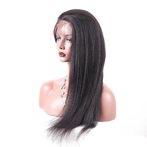 iVogue Hair Coarse Yaki Straight Mongolian Virgin Human Hair Lace Front Wig 13"X6" Long Free Part Lace Wig with Baby Hair (18inch)