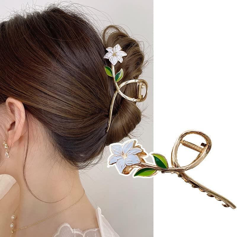 WEROFY Claws Clips,Hair Accessories,Elegant Lily Flower Hair Claws Women Metal Hair Clips Grab Shark Hairpins Accessories HJ2261G