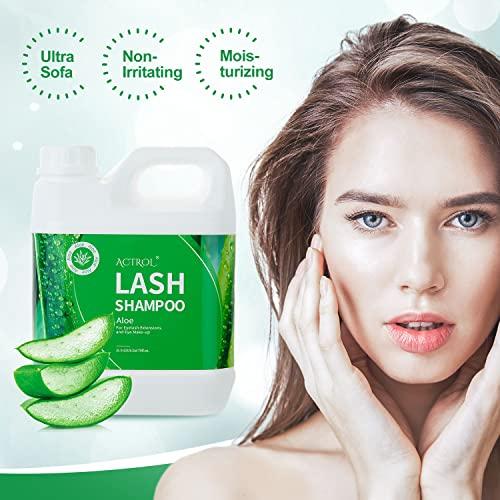 ACTROL Eyelash Extension Cleanser Aloe 2L Natural Lash Extension Shampoo Professional Eyelid Foaming Cleanser Paraben & Sulfate Free Non-lrritating with Salon and Home Care