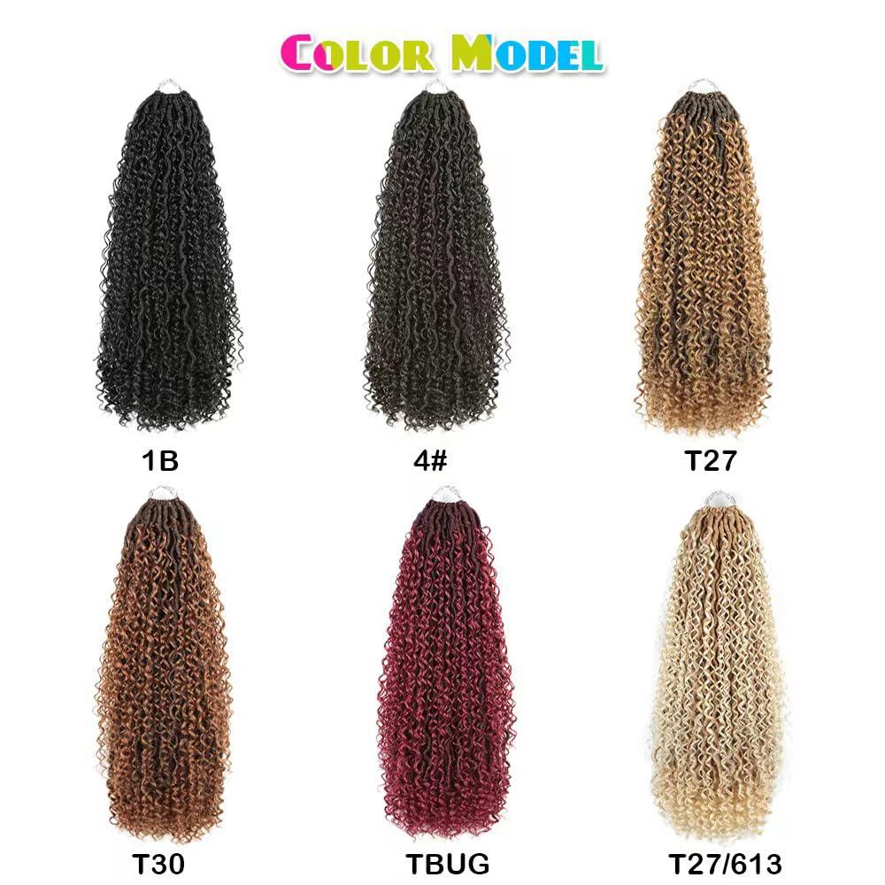 goodear Goddess Locs Crochet Hair for Black Women 6 Packs Faux Locs Crochet Hair Culy Boho Style Braids, River Locs Crochet Hair with Curly Ends (26inch, 26inch (pack of 6)4#)