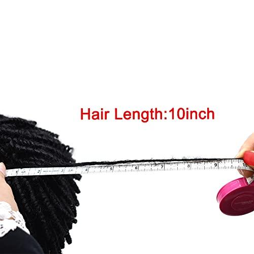 SINGA HAIR Afro Braids Toupee For Black Men Crochet Braids African American Men Hair Replacement System Dreadlock Human Hair Toupee Afro Hair Unit Locs Braided For Black Men (10\'\' Long Hair, 1B Off Black)