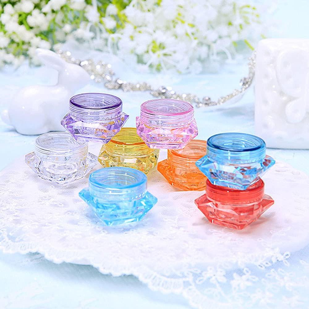 CANRUSU 100Pcs 3g/5g Plastic Diamond Shaped Cosmetic Jars Skin Care Containers Refillable Bottle 3ml/5ml Lotion Case Vials Face Cream Sample Pot Nail Art Eye Shadow Gel Box (5G,Green)