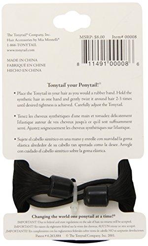 Tonytail Mia Tonytail Ponytail Wrap Made Of Synthetic Wig Hair On An Elastic Rubber Band, Classic and Effortless, Black Color, PATENTED, 1 pc