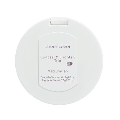 Sheer Cover Sheer Cover Studio Conceal and Brighten Highlight Trio Two-Toned Concealers Shimmering Highlighter Medium/Tan Shade With FREE Concealer Brush 3 Grams