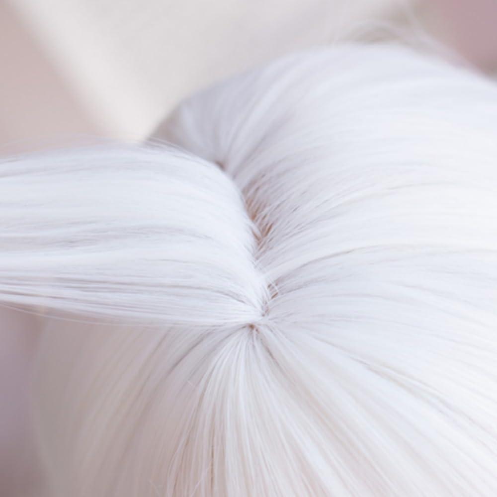 SCORRO White Wig - Cyberpunk Sci-fi Goth Style Synthetic Hair Wigs with Bangs for Women, Long Wavy Wig, Long Straight Wig, Short Bob Wig Options Available (12\" white straight wig)