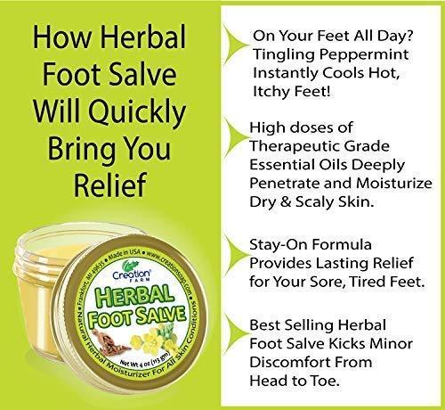 Creation Farm Creation Farm Foot Salve Herbal Balm Cream - Balsamo pomada crema herba de Los pies featuring Peppermint, Tea Tree plus 10 botanicals