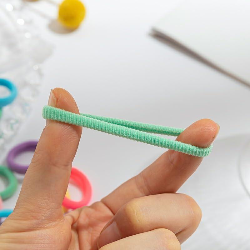 Generic Cotton Fabric Hair Bands, 50pcs DIY Elastic Ponytail Holders For Girls Seamless No Damage Hair Ties for Thin Hairs (Cream tea)