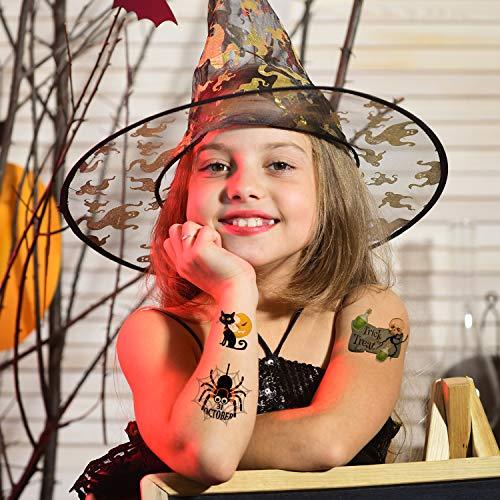 Outus 144 Pieces Halloween Temporary Kid Adult Halloween Themed Waterproof Temporary Stickers Party Decoration Supplies for Halloween Party Favor, Treats, Decor, Goodie Bag, 9 Styles