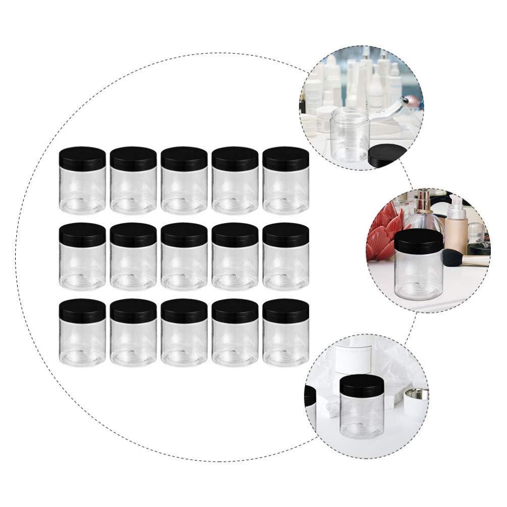 Lurrose 15pcs Black Cap Bottle glass bottles with lids clear plastic containers sample containers Cosmetic Sample Jars Plastic Storage Jars travel lotion Coarse Cereals Container Cream Jar