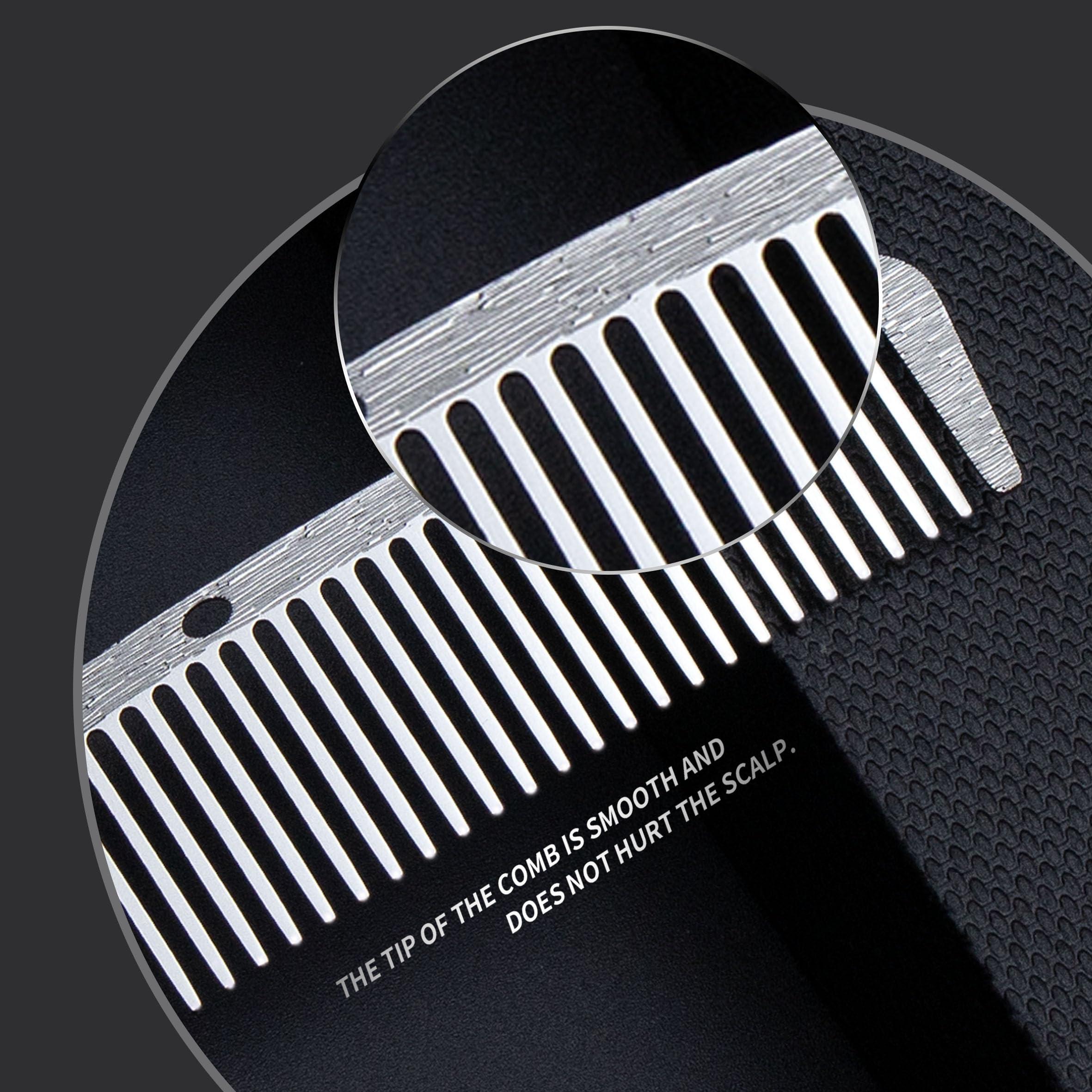 Dolmifapro Dolmifapro 2 Pcs Metal Pocket Combs, Small Comb for Men Women, Mustache Beard Comb for Men, Stainless Steel Beard Comb, Travel CombEasy Take, Wood Grain Design